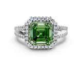 White gold Fancy Green Asscher Cut Diamond Halo Split Shank Engagement Ring_51