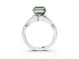 White gold Fancy Green Asscher Cut Diamond  Halo Twist Band Solitaire Prong Setting Ring_15