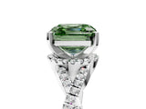 White gold Fancy Green Asscher Cut Diamond  Halo Twist Band Solitaire Prong Setting Ring_17