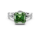 White gold Fancy Green Asscher Cut Diamond  Halo Twist Band Solitaire Prong Setting Ring_24
