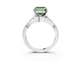 White gold Fancy Green Asscher Cut Diamond  Halo Twist Band Solitaire Prong Setting Ring_27