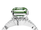 White gold Fancy Green Asscher Cut Diamond  Halo Twist Band Solitaire Prong Setting Ring_28