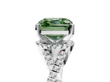 White gold Fancy Green Asscher Cut Diamond  Halo Twist Band Solitaire Prong Setting Ring_29