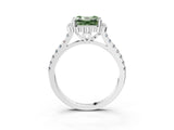 White gold Fancy Green Asscher  Cut Diamond Milgrain Floral Halo Engagement Ring with Pavé Band_18