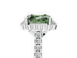 White gold Fancy Green Asscher  Cut Diamond Milgrain Floral Halo Engagement Ring with Pavé Band_20