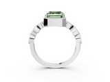 White gold Fancy Green Asscher  Cut Diamond Milgrain Marquise Band with Prong Setting_6