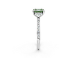 White gold Fancy Green Asscher  Cut Diamond Pavé Band Ring with Four-Prong Setting_19