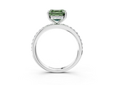 White gold Fancy Green Asscher  Cut Diamond Pavé Band Ring with Four-Prong Setting_19