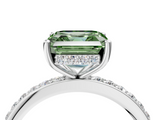 White gold Fancy Green Asscher  Cut Diamond Pavé Band Ring with Four-Prong Setting_20