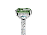 White gold Fancy Green Asscher  Cut Diamond Pavé Band Ring with Four-Prong Setting_22