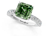 White gold Fancy Green Asscher Cut Diamond Pavé Band Solitaire Ring with Prong Setting_18