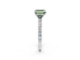 White gold Fancy Green Asscher Cut Diamond Pavé Band Solitaire Ring with Prong Setting_19