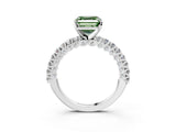 White gold Fancy Green Asscher Cut Diamond Pavé Band Solitaire Ring with Prong Setting_20