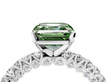 White gold Fancy Green Asscher Cut Diamond Pavé Band Solitaire Ring with Prong Setting_21