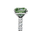 White gold Fancy Green Asscher Cut Diamond Pavé Band Solitaire Ring with Prong Setting_22