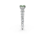 White gold Fancy Green Asscher  Cut Diamond Pavé Band Solitaire with Four-Prong Setting_17