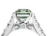 White gold Fancy Green Asscher  Cut Diamond Pavé Band Solitaire with Four-Prong Setting_19