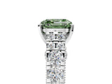 White gold Fancy Green Asscher  Cut Diamond Pavé Band Solitaire with Four-Prong Setting_20