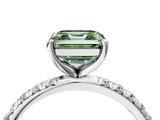 White gold Fancy Green Asscher  Cut Diamond Pavé Band Solitaire with Four-Prong Setting_30
