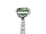 White gold Fancy Green Asscher  Cut Diamond Pavé Band Solitaire with Four-Prong Setting_31
