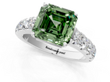 White gold Fancy Green Asscher  Cut Diamond Pavé Band Solitaire with Four-Prong Setting_4