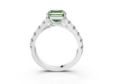 White gold Fancy Green Asscher  Cut Diamond Pavé Band Solitaire with Four-Prong Setting_6