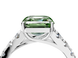 White gold Fancy Green Asscher  Cut Diamond Pavé Band Solitaire with Four-Prong Setting_7