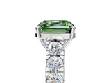 White gold Fancy Green Asscher  Cut Diamond Pavé Band Solitaire with Four-Prong Setting_8