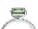White gold Fancy Green Asscher  Cut Diamond Pavé Band with Four-Prong Setting_16