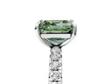 White gold Fancy Green Asscher  Cut Diamond Pavé Band with Four-Prong Setting_17
