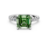 White gold Fancy Green Asscher  Cut Diamond Pavé Band with Four-Prong Setting_17