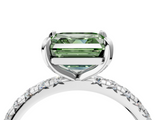 White gold Fancy Green Asscher  Cut Diamond Pavé Band with Four-Prong Setting_21