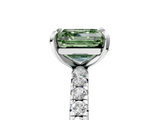 White gold Fancy Green Asscher  Cut Diamond Pavé Band with Four-Prong Setting_22