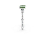 White gold Fancy Green Asscher Cut Diamond Pavé Engagement Ring with Round  Accents and Prong Setting_58