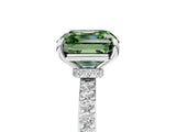 White gold Fancy Green Asscher Cut Diamond Pavé Engagement Ring with Round  Accents and Prong Setting_61
