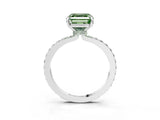 White gold Fancy Green Asscher Cut Diamond Pavé Engagement Ring with Round  Accents and Prong Setting_61