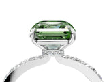 White gold Fancy Green Asscher Cut Diamond Pavé Engagement Ring with Round  Accents and Prong Setting_62