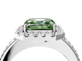 White gold Fancy Green Asscher Cut Diamond Pavé Halo Ring with Four-Prong Setting_45