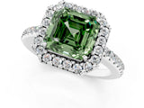 White gold Fancy Green Asscher Cut Diamond Pavé Halo Ring with Four-Prong Setting_47