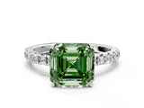 White gold Fancy Green Asscher Cut Diamond Pavé Solitaire Engagement Ring with Four-Prong Setting_79