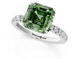 White gold Fancy Green Asscher Cut Diamond Pavé Solitaire Engagement Ring with Four-Prong Setting_83