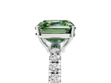 White gold Fancy Green Asscher Cut Diamond Pavé Solitaire Engagement Ring with Four-Prong Setting_84