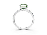 White gold Fancy Green Asscher Cut Diamond Pavé Solitaire Engagement Ring with Four-Prong Setting_85