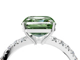 White gold Fancy Green Asscher Cut Diamond Pavé Solitaire Engagement Ring with Four-Prong Setting_86