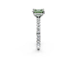 White gold Fancy Green Asscher Cut Diamond Pavé Solitaire Ring with Round Band and Prong Setting_14
