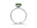 White gold Fancy Green Asscher Cut Diamond Pavé Solitaire Ring with Round Band and Prong Setting_15