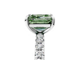 White gold Fancy Green Asscher Cut Diamond Pavé Solitaire Ring with Round Band and Prong Setting_17