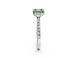 White gold Fancy Green Asscher Cut Diamond Pave Band Solitaire Ring with Round  and Prong Setting_80