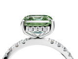 White gold Fancy Green Asscher Cut Diamond Pave Band Solitaire Ring with Round  and Prong Setting_82