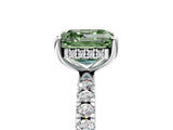 White gold Fancy Green Asscher Cut Diamond Pave Band Solitaire Ring with Round  and Prong Setting_83
